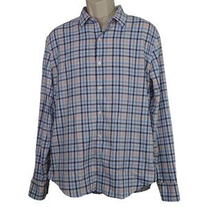 Bonobos Slim Fit Long Sleeve  Blue Pink Plaid Button Up Shirt Men Size L